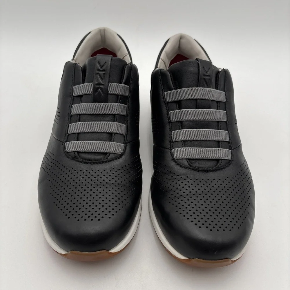 Kizik Boston‎ Black Leather Shoes Mens Size 9 M Hands Free Slip On Sneakers